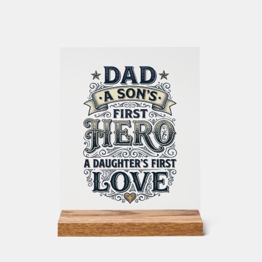 Dad Son Hero Daughter Love Vintage Typography Shir (Recto)
