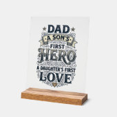 Dad Son Hero Daughter Love Vintage Typography Shir (Angle)