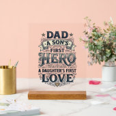 Dad Son Hero Daughter Love Vintage Typography Shir (Mariage)