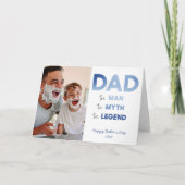 DAD The Man Myth Legend Blue Photo Fathers Day Kaart (Voorkant)