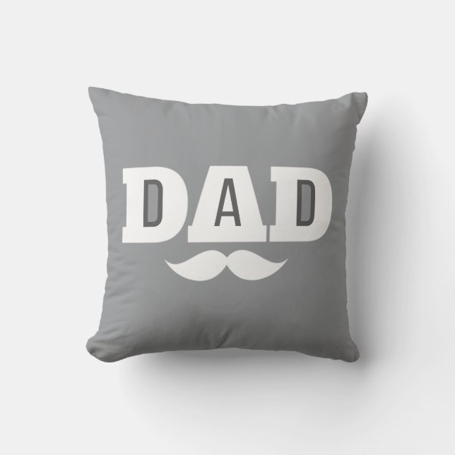Dad Throw Pillow Mustache Brow Black Grey Orange Kussen (Voorkant)