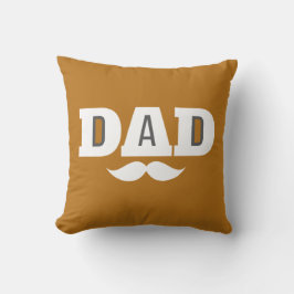 Dad Throw Pillow Mustache Brow Black Grey Orange Kussen