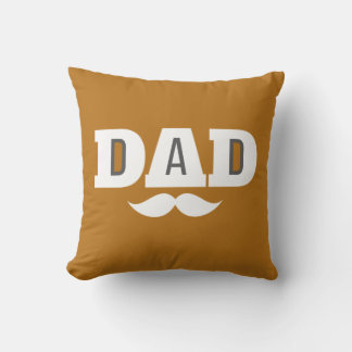 Dad Throw Pillow Mustache Brow Black Grey Orange Kussen