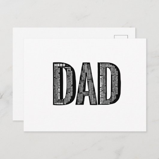 DAD Word Cloud - Vaderdag Briefkaart (Voorkant / Achterkant)
