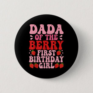 Dada Berry Eerste Verjaardag Aardbei Meisje en Mam Ronde Button 5,7 Cm