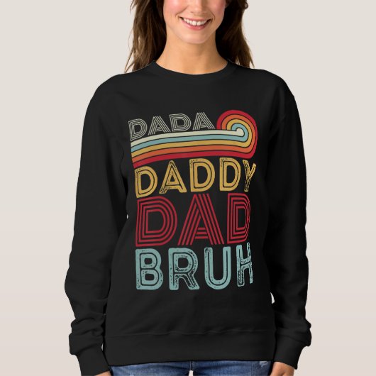 Dada Daddy Dad Bruh Retro 80s Sunset Fathers Day Trui (Voorkant)