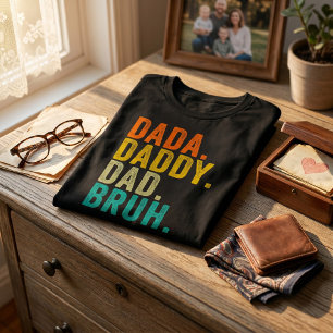 Dada Daddy Papa Bruh Vintage Humor Vaderdag Mannen T-shirt
