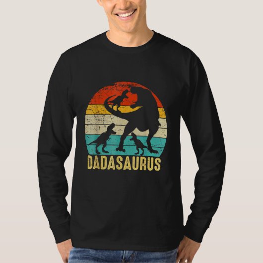Dada Saurus Rex Dada Dinosaur 3 Drie Kinder vaders T-shirt (Voorkant)