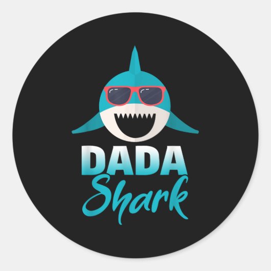 Dada Shark Dearing Cool Sungles Daddy Ronde Sticker (Voorkant)
