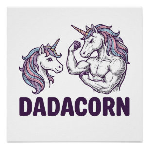 Dadacorn Grappige Eenhoorn Vader Vector T-shirt On Perfect Poster
