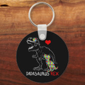 Dadasaurus Dad Rex Autism Awareness Pap Fa Sleutelhanger (Voorkant)