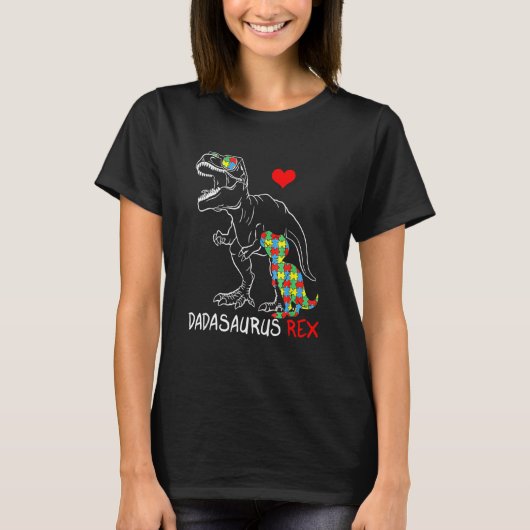 Dadasaurus Dad Rex Autism Awareness Pap Fa T-shirt (Voorkant)