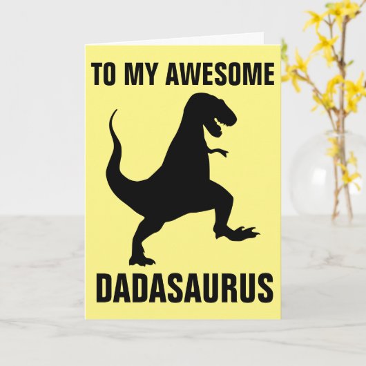 DADASAURUS DINOSAUR VADERDAG KAART (Gele Bloem)