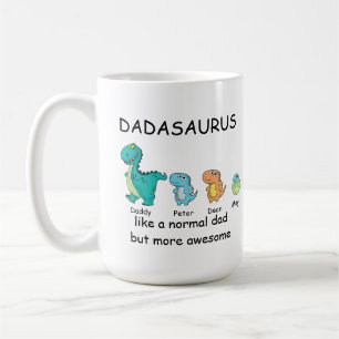 Dadasaurus personnalisé jusqu'à 3 enfants Café Mug
