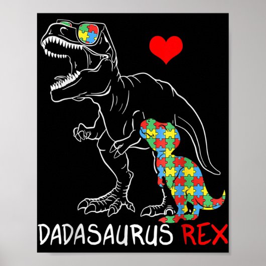 Dadasaurus Rex Autism Awareness Proud Dad's Poster (Voorkant)