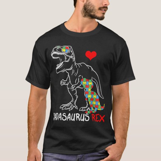 Dadasaurus T Rex Autism Awareness Jigzaag Puzzle P T-shirt (Voorkant)