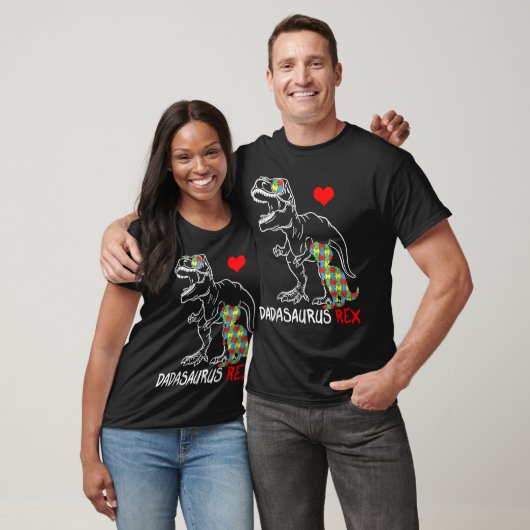 Dadasaurus T Rex Autism Awareness Jigzaag Puzzle P T-shirt (Unisex)