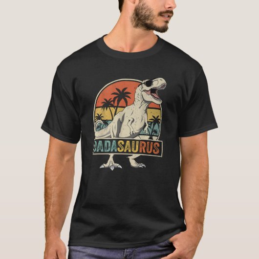 Dadasaurus T-Rex Retro Zonsondergang Silhouet T-shirt (Voorkant)