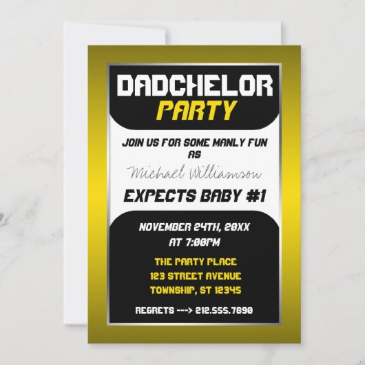Dadchelor Party - Invitations Jaunes et Noires (Devant)