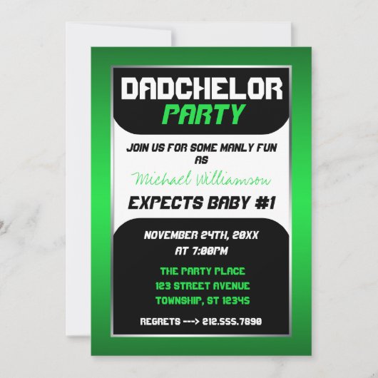Dadchelor Party - Invitations vertes et noires (Devant)
