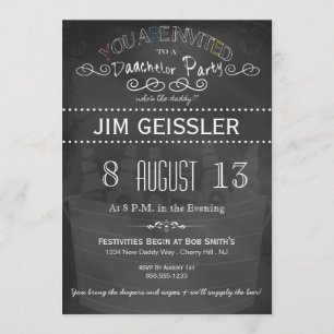 Dadchelor Party Invite in Chalkboard Typografie Kaart