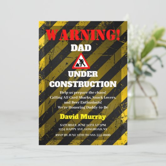 Dadchelor Party | Waarschuwing DAD in aanbouw Kaart (Staand voorkant)