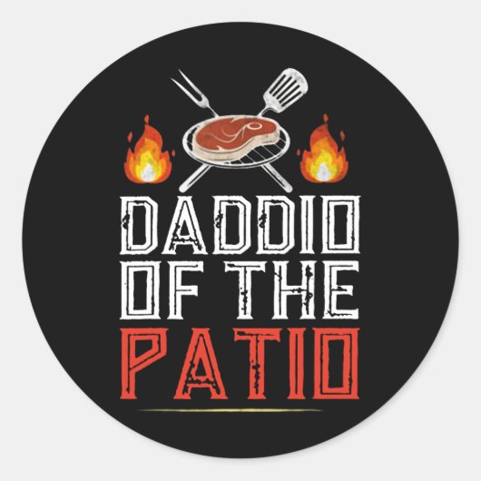 Daddio van de Patio BBQ Ronde Sticker (Voorkant)
