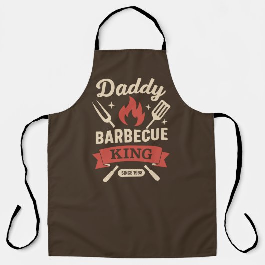 Daddy Barbecue King — Personalized BBQ Apron Schort (Voorkant)