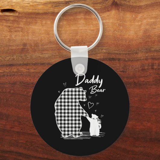 Daddy Bear Christmas Pajama G Buffalo Plaid Sleutelhanger (Voorkant)