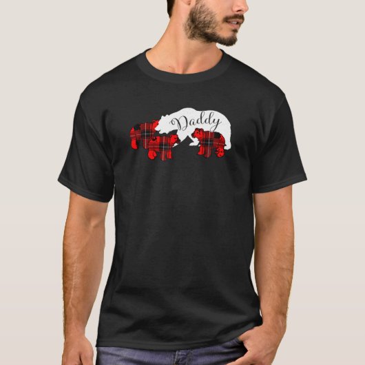 Daddy Bear Three 3 Cub Shirt Red Plaid Dad Father (Voorkant)