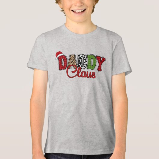 Daddy Claus Plaid Pattern-60095 Tri-Blend Shirt (Voorkant)