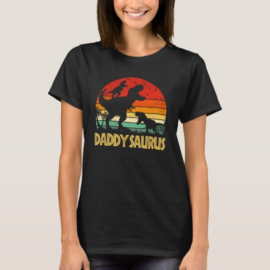 Daddy Dinosaur Daddysaurus 2 kids Fathers Day  For T-shirt (Voorkant)