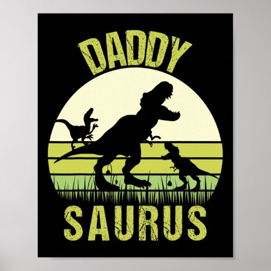 Daddy Dinosaur Daddysaurus 2 Twee Kinder Vaderdag Poster (Voorkant)