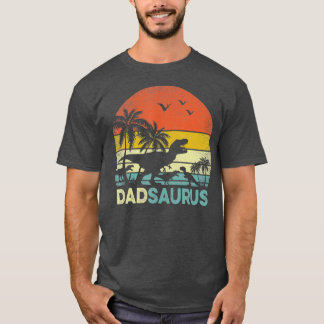 Daddy Dinosaurus Dadsaurus 3 Drie kinder vaders T-shirt