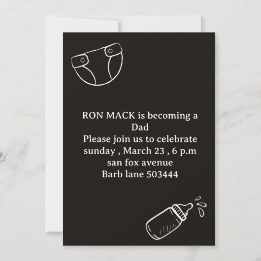 daddy douche couche invitations de fête (Devant)