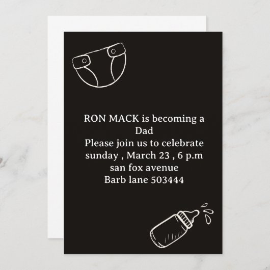 daddy douche couche invitations de fête (Devant / Derrière)