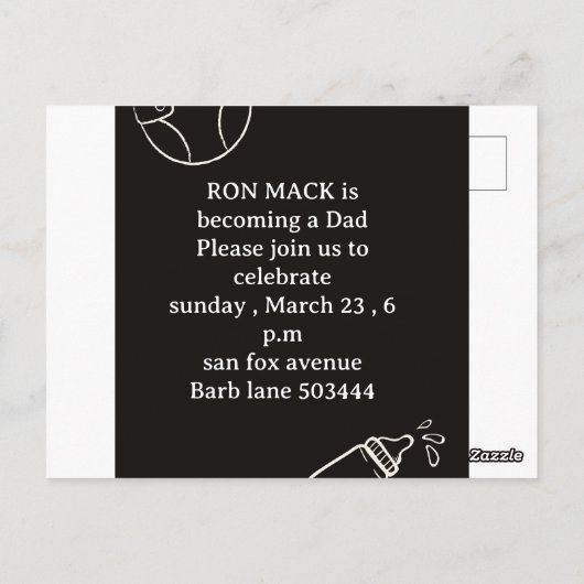 daddy douche couche invitations de fête (Dos)