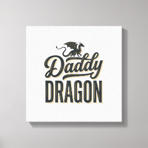 Daddy Dragon Vintage Gravure Shirt Ontwerp_1 Canvas Afdruk