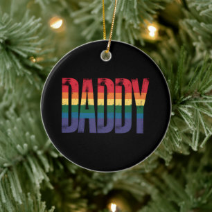 Daddy Gay Pride Maand LGBTQ Vaderdag Regenboog Keramisch Ornament