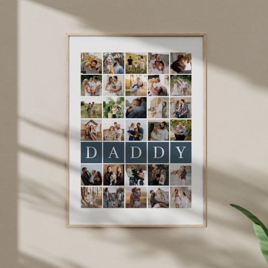 Daddy Grid 30 Photo Collage Family Keepsake Poster