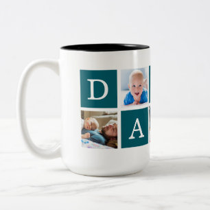 Daddy Minimal Color Block Fotocollage Blauw Tweekleurige Koffiemok