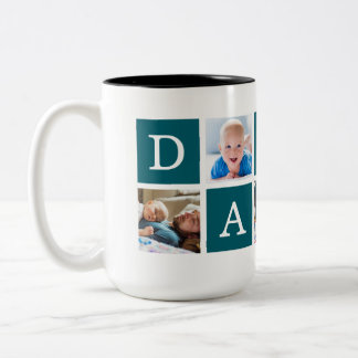 Daddy Minimal Color Block Fotocollage Blauw Tweekleurige Koffiemok