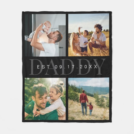 Daddy Modern Vaderdag Fotocollage Fleece Deken (Voorkant)