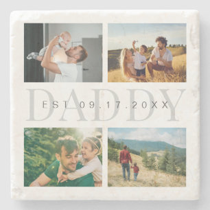 Daddy Modern Vaderdag Fotocollage Stenen Onderzetter