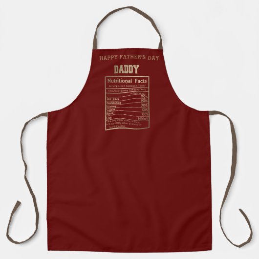 Daddy Nutritional Facts vaderdag schort (Voorkant)