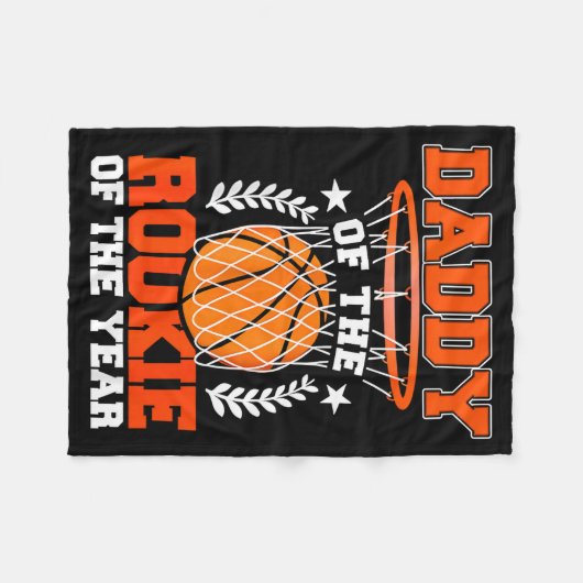 Daddy Of Rookie 1st Basketball Bday Theme Matching Fleece Deken (Voorkant (Horizontaal))