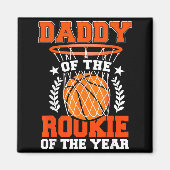 Daddy Of Rookie 1st Basketball Bday Theme Matching Magneet (Voorkant)