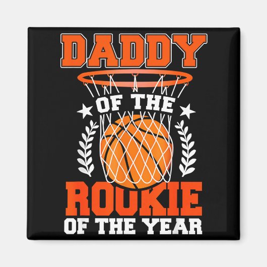 Daddy Of Rookie 1st Basketball Bday Theme Matching Magneet (Voorkant)