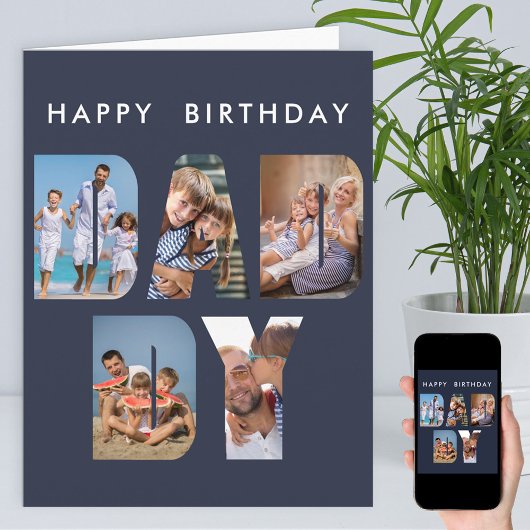 DADDY Photo Letter Cutout Birthday Kaart