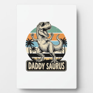 Daddy Saurus Retro Dinosaur Zonsondergang Shirt On Fotoplaat